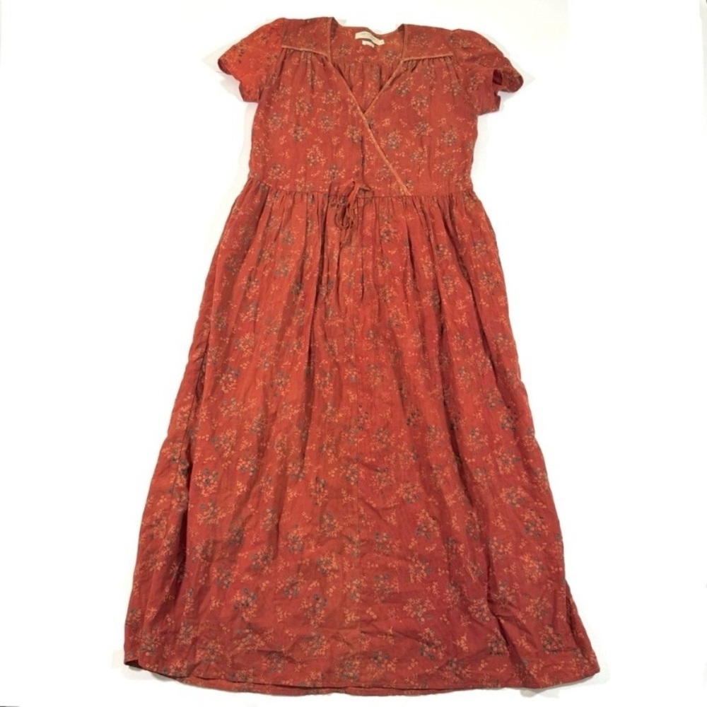 Christy Dawn Orange Floral Dawn Dress Midi Farm To Closet